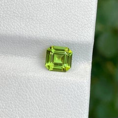 1.30 Carats Green Loose Peridot Stone Asscher Cut Natural Pakistani Gemstone