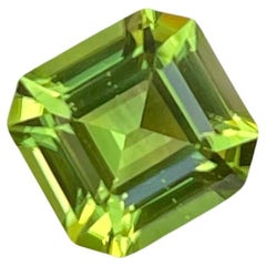 1.30 Carats Green Loose Peridot Stone Asscher Cut Natural Pakistani Gemstone