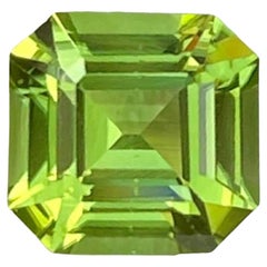 1.30 Carats Green Loose Peridot Stone Asscher Cut Natural Pakistani Gemstone