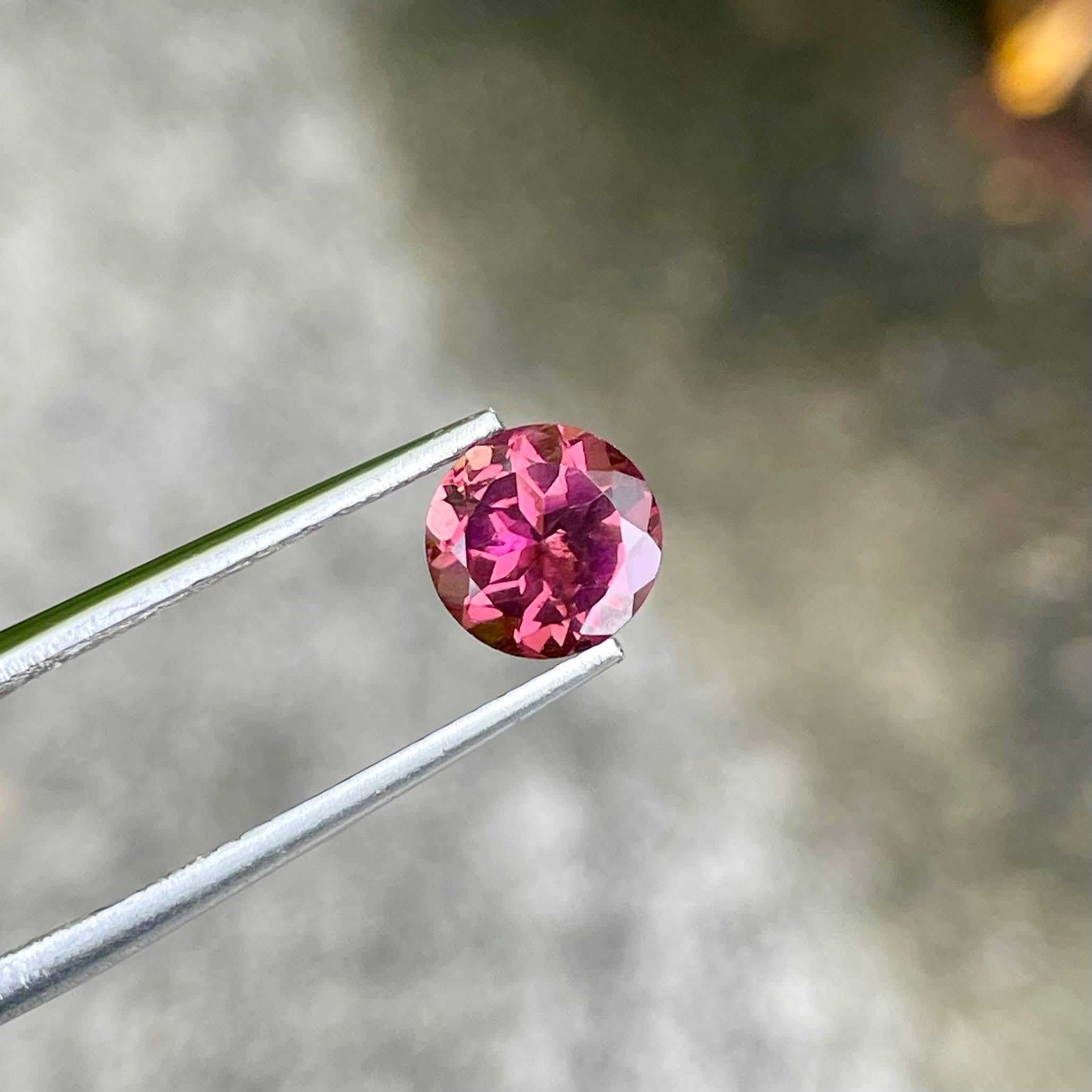 Modern 1.30 Carats Hot Pink Tourmaline Stone Round Cut Natural Afghani Gemstone For Sale