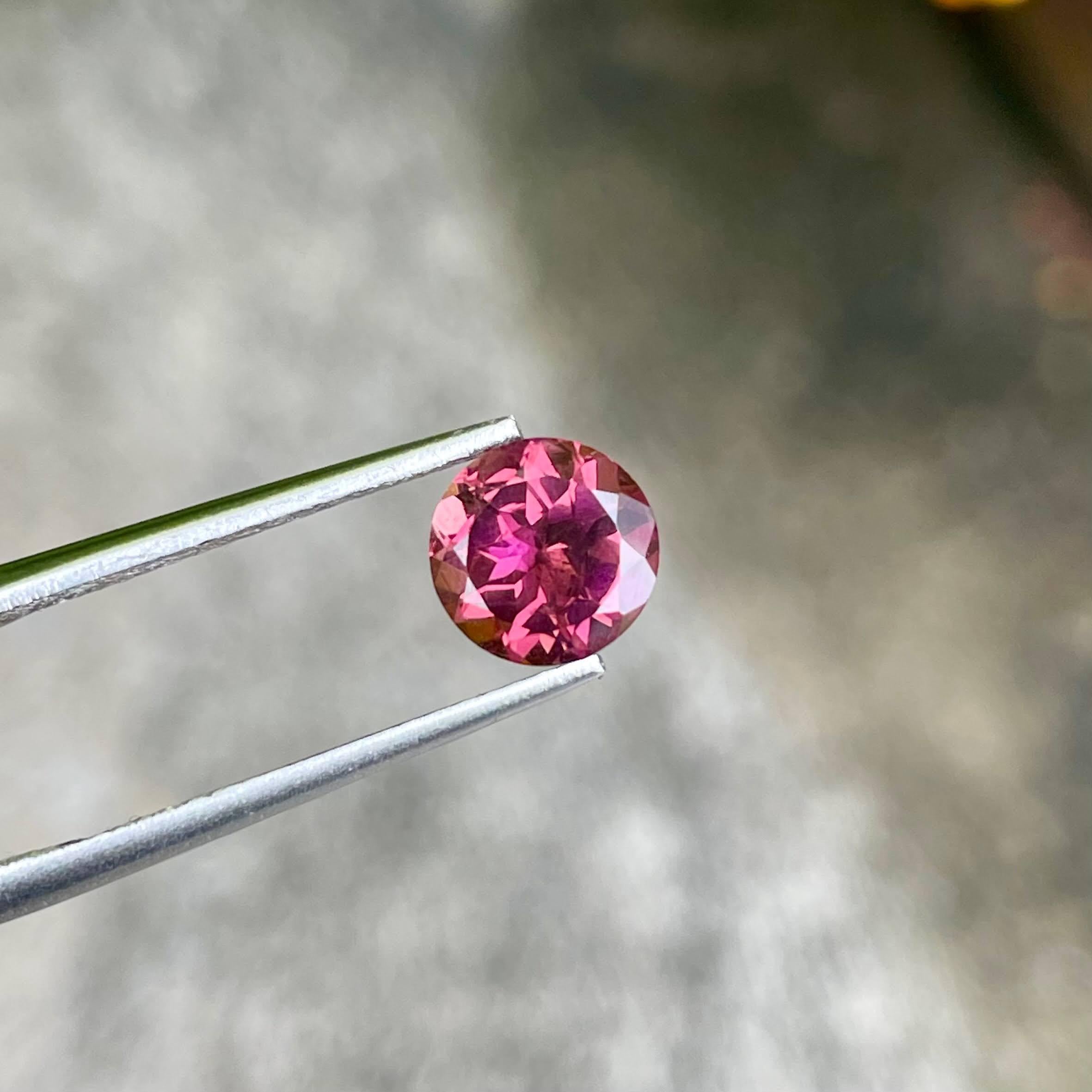 Women's or Men's 1.30 Carats Hot Pink Tourmaline Stone Round Cut Natural Afghani Gemstone For Sale