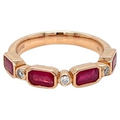 1.30 Carats Ruby Baguette Half Eternity Ring with Diamonds