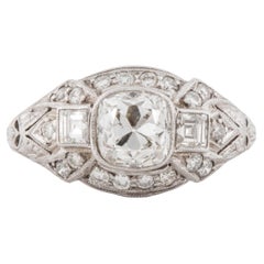 1.30 Ct. Art Deco Cushion-Cut Diamond Ring in Platinum