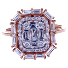 1.30 Ct Diamonds 18kt Rose Gold Engagement Ring or Solitaire Ring