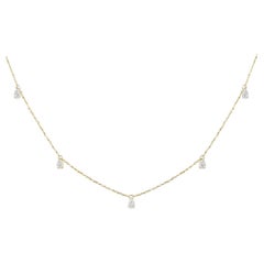 1.30 Cts Diamond Pear Charm Necklace in 18K Yellow Gold