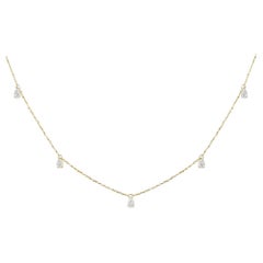 1,30 Karat Diamant Birnen-Charm-Halskette aus 18 Karat Gelbgold