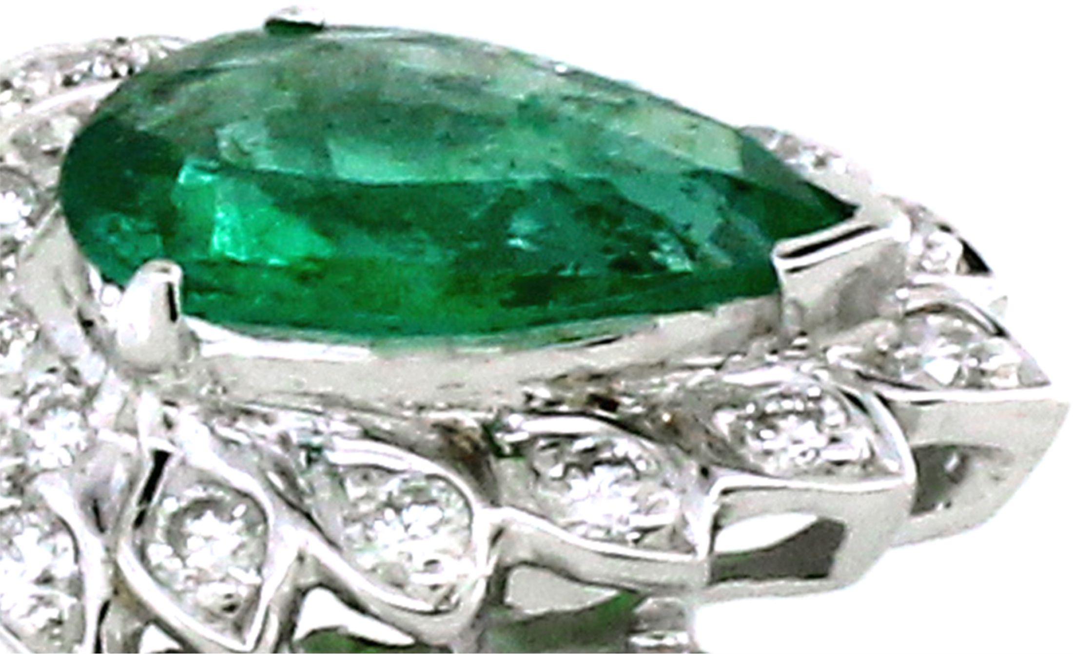 1,30 Karat Smaragd-Birnen-Ring (Tropfenschliff) im Angebot