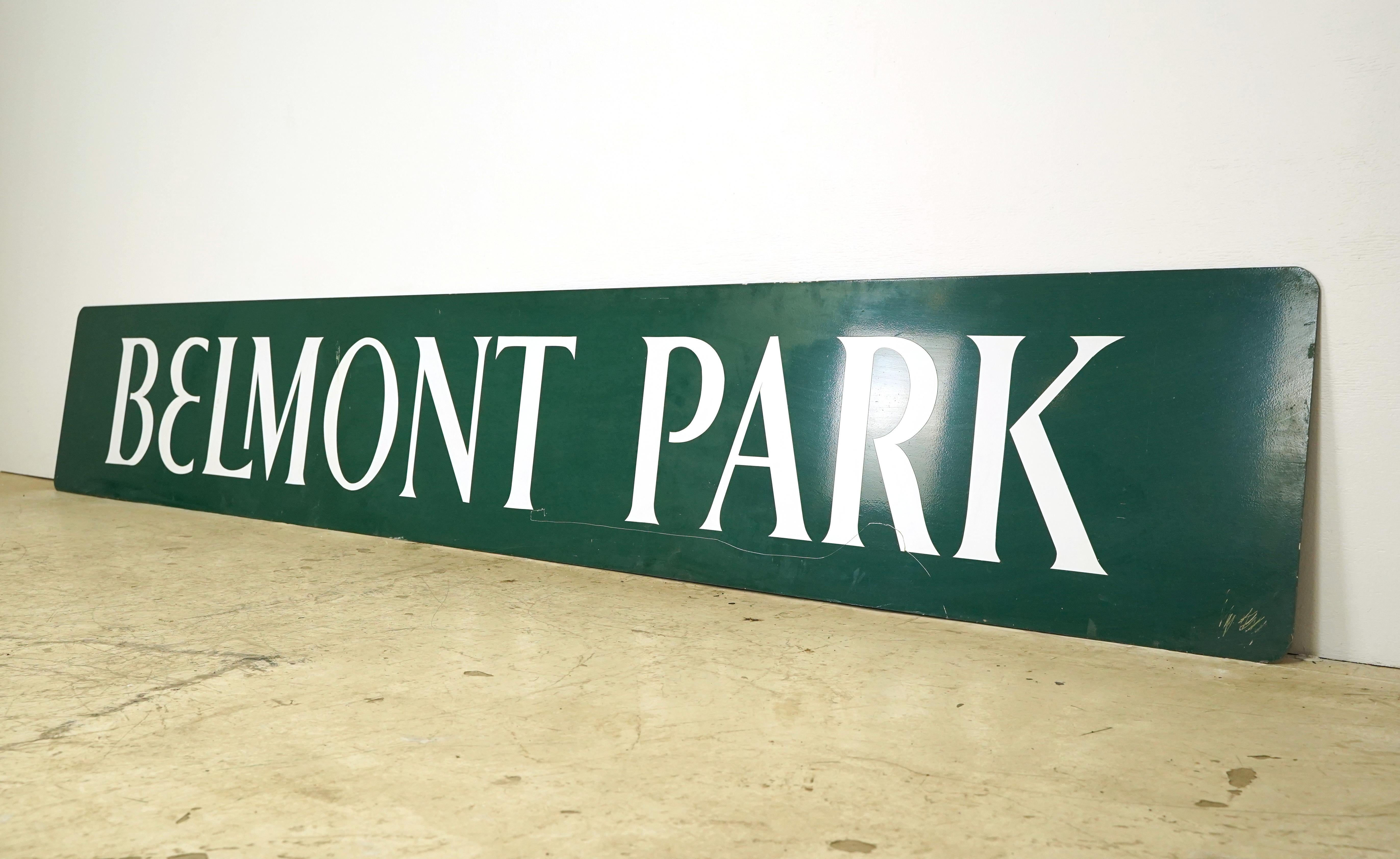 American 130 in. Long Aluminum Belmont Park Racetrack Sign For Sale