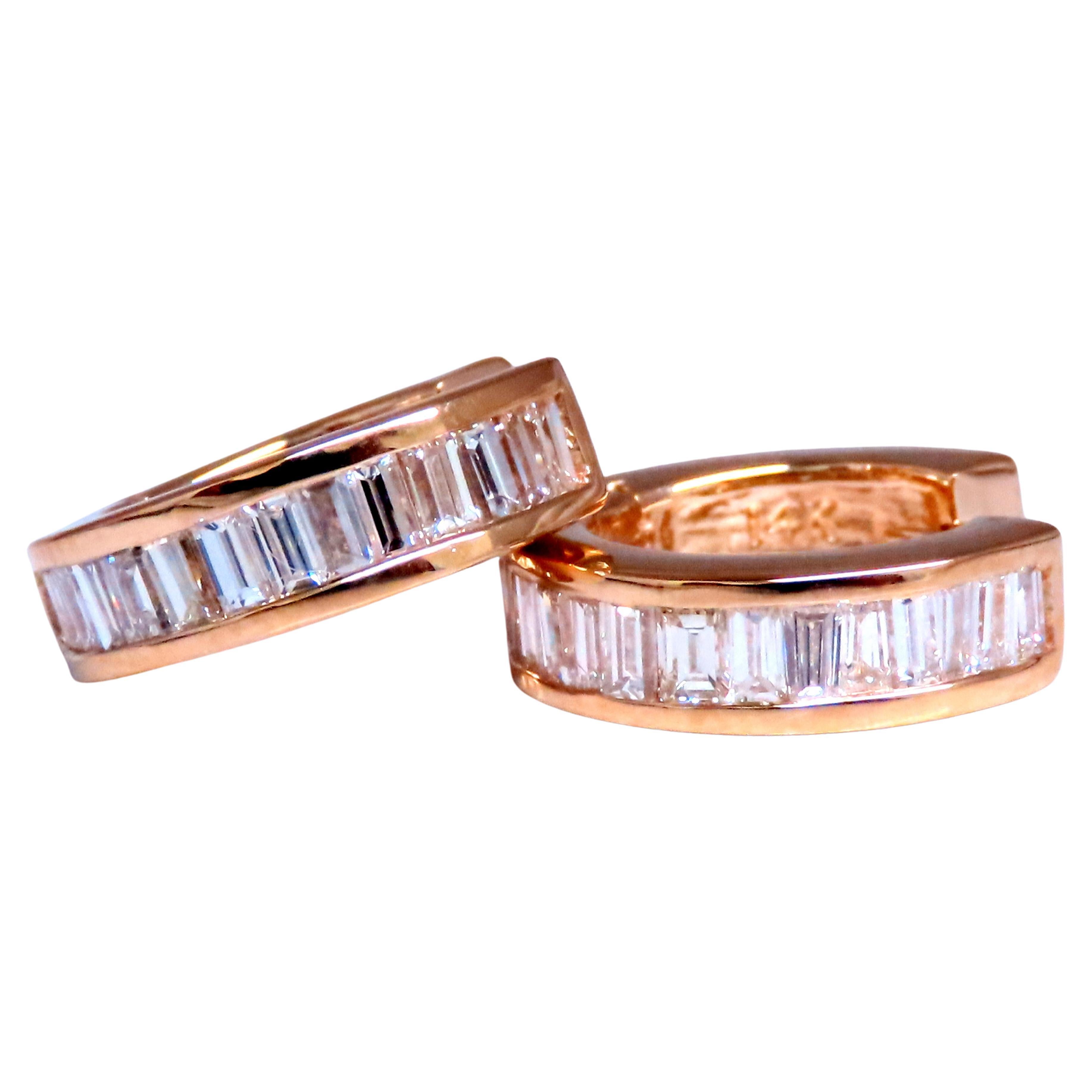 1.30 Natural Baguette Diamond Hoop Earrings 14kt 12489