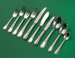 130-Piece Set Silver Plated Flatware, Frionnet France, Rococo Style