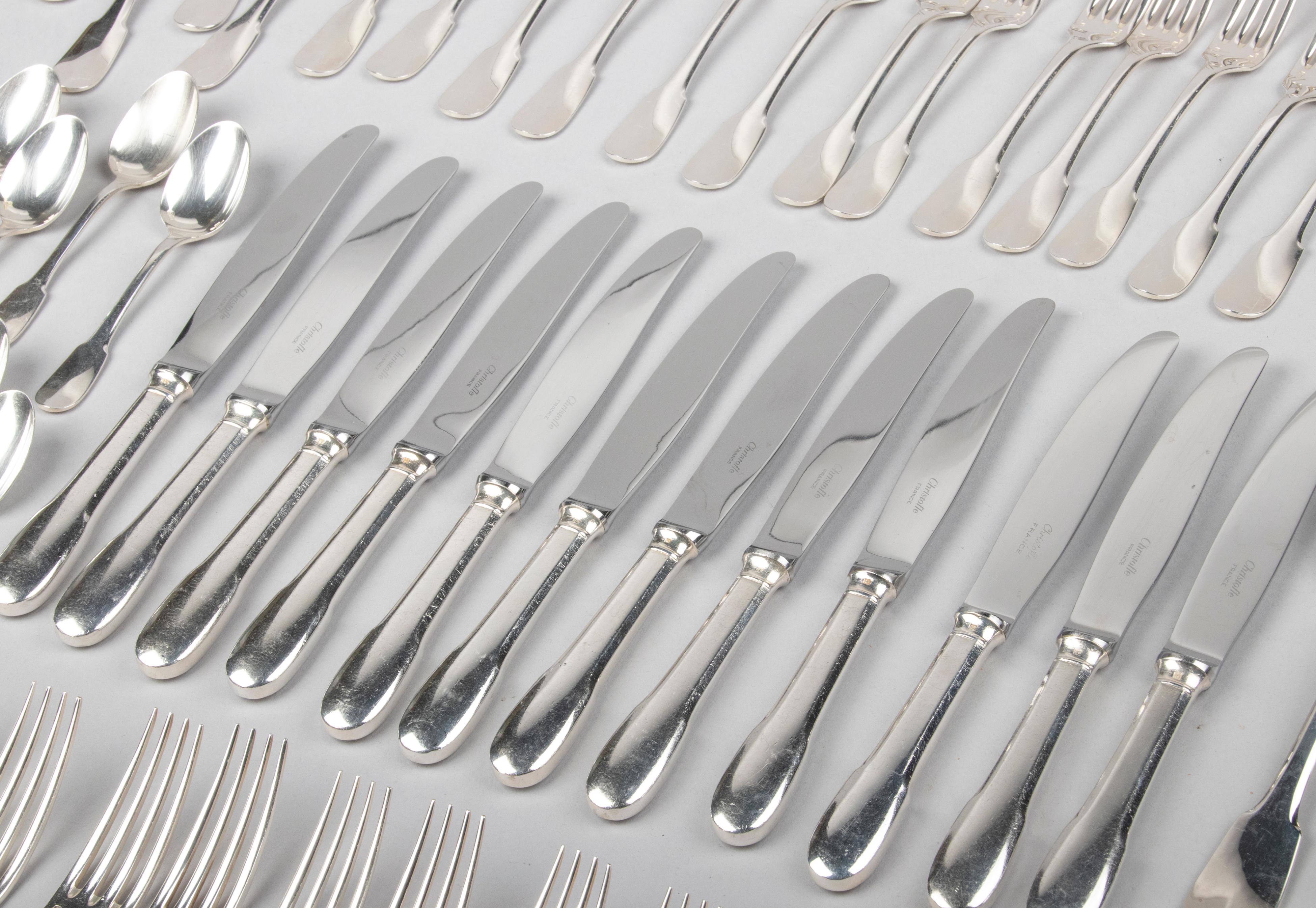130-Piece Silver-Plated Flatware by Christofle, Cluny, for 12 Persons 7