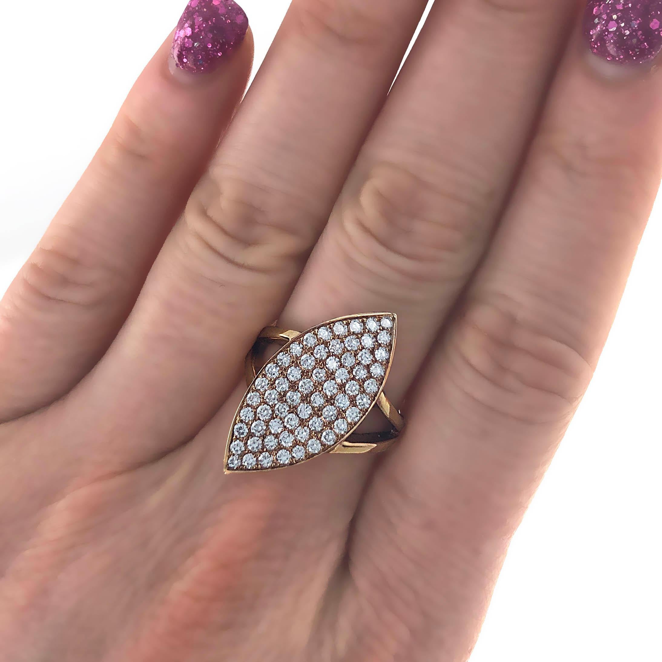 Round Cut 1.30 Carats Diamond Rose Gold Cocktail Ring