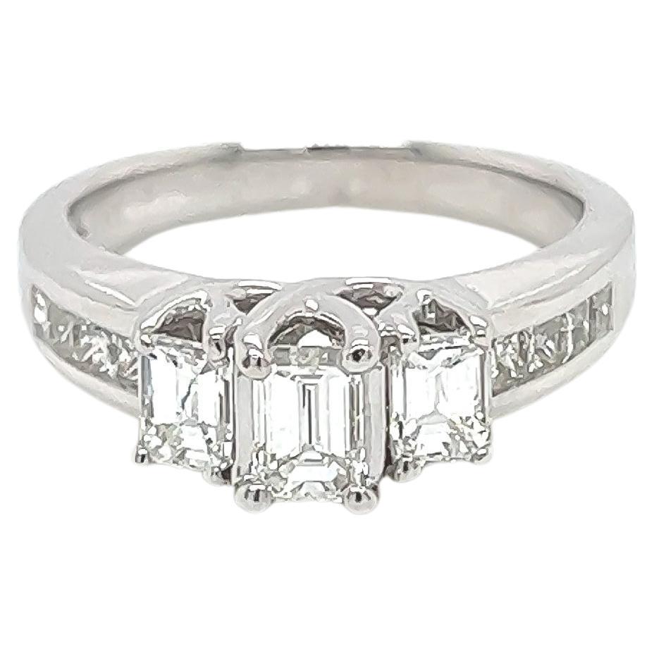 1.30 Total Carat Emerald Cut Three-Stone Engagement Ring H VS2/SI