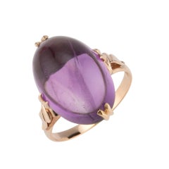 13.00 Carat Cabochon Amethyst Yellow Gold Ring