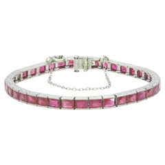 13.00 Carat French Cut Ruby Line Bracelet