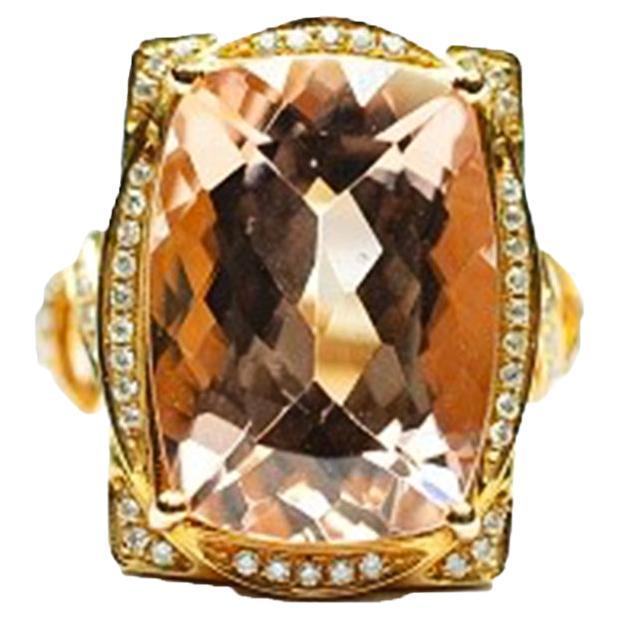 13.00 Carat Morganite and Diamond Ring in 18 Karat Rose Gold