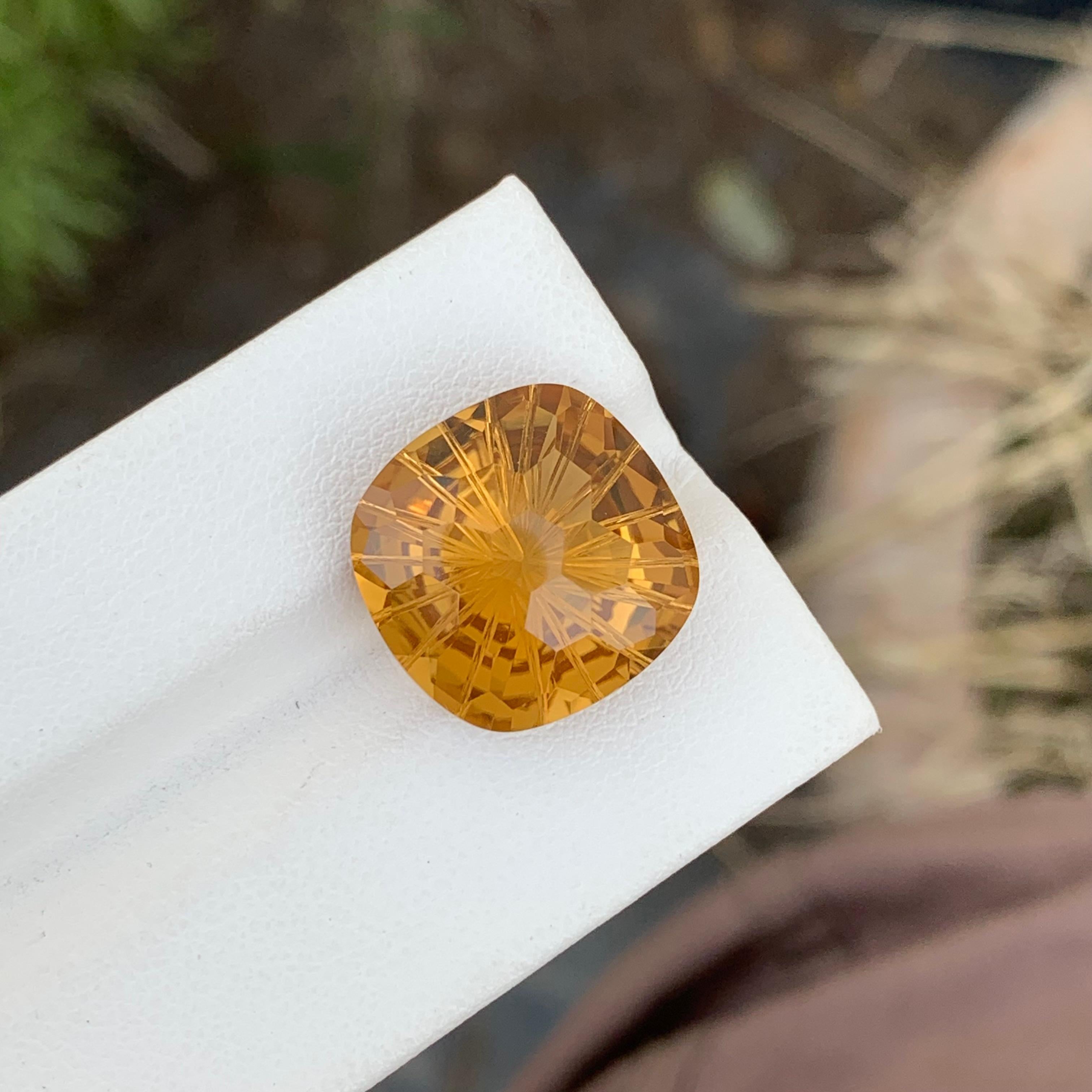 Arts and Crafts 13.00 Carat Natural Loose Honey Citrine Cushion Gem For Necklace  For Sale
