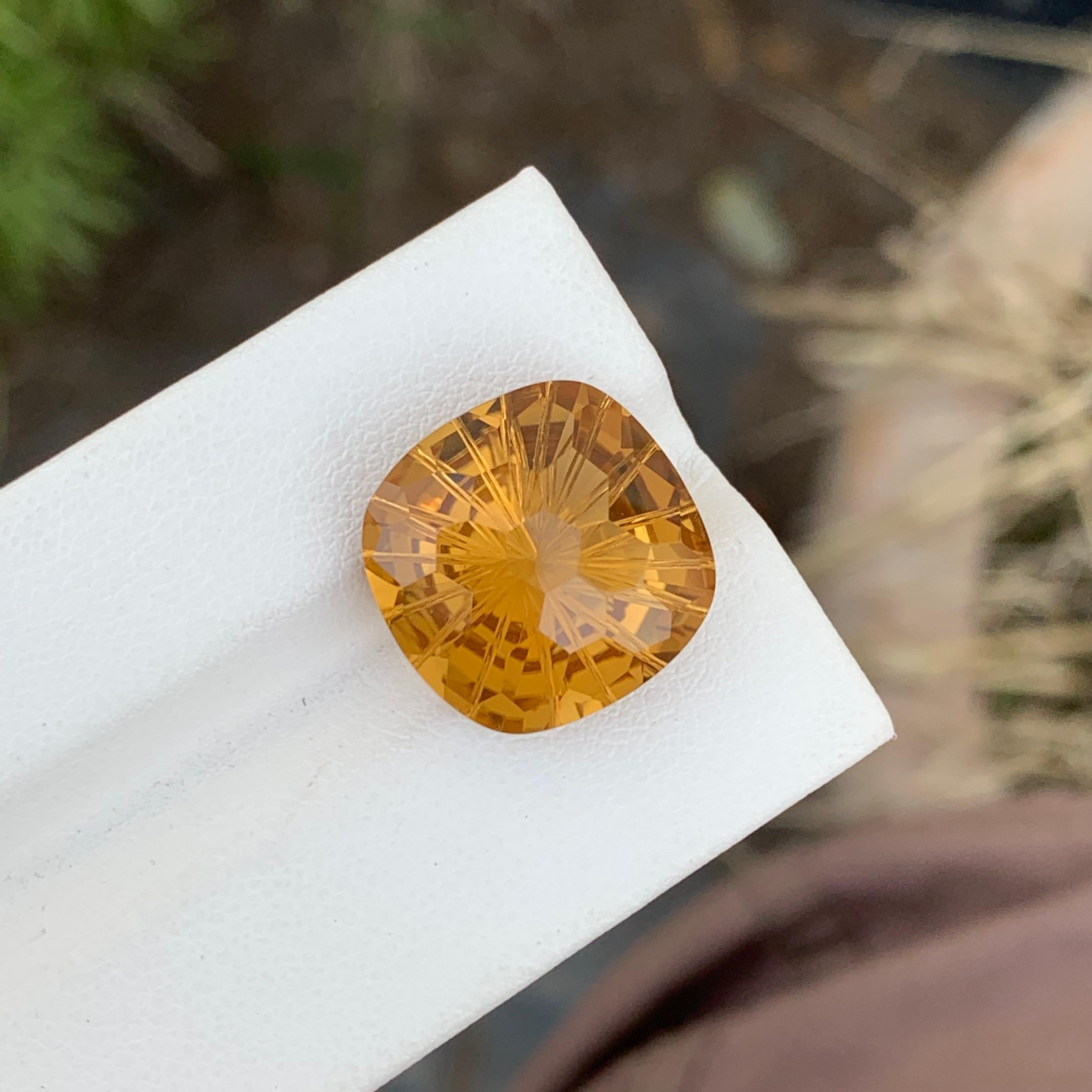 Cushion Cut 13.00 Carat Natural Loose Honey Citrine Cushion Gem For Necklace  For Sale