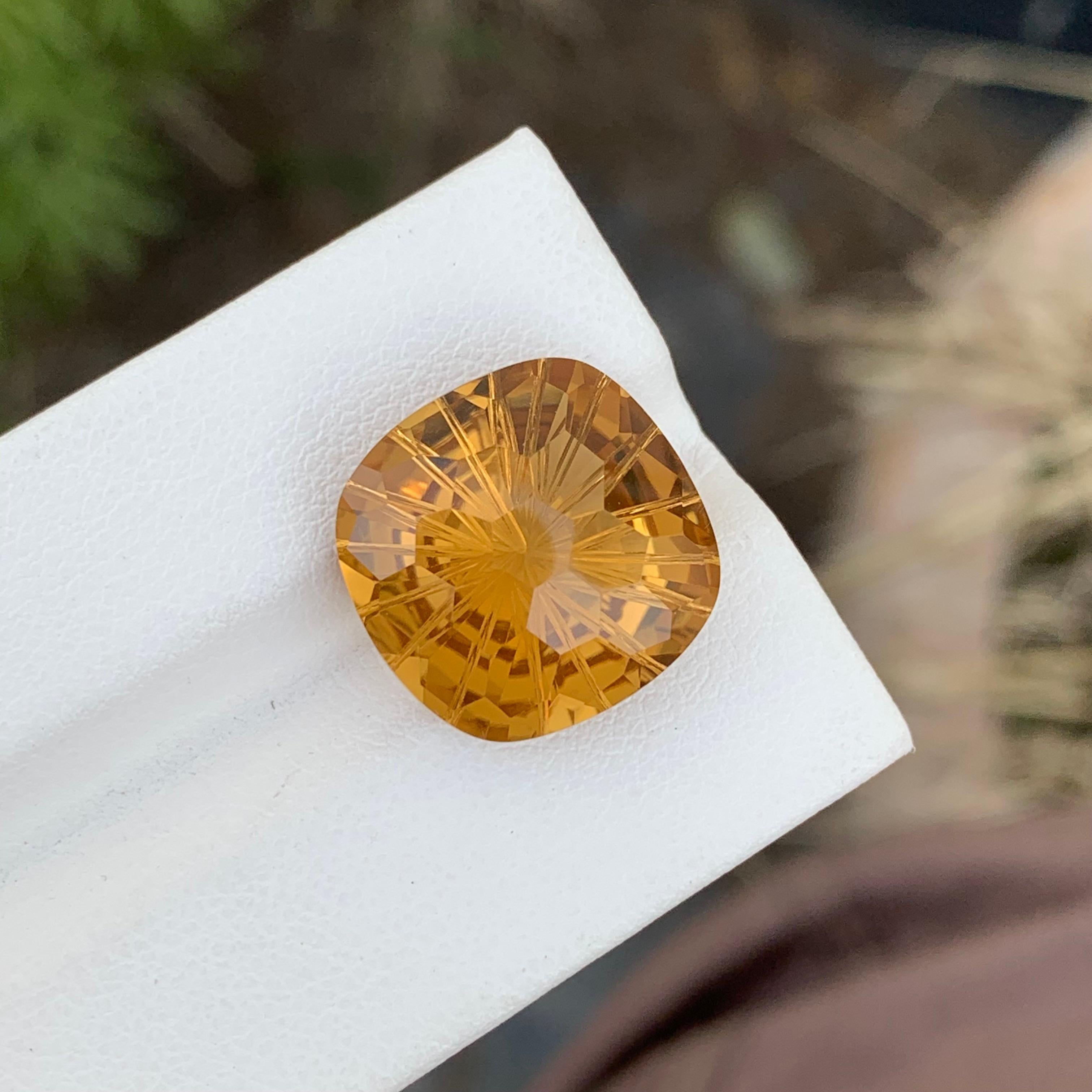 13.00 Carat Natural Loose Honey Citrine Cushion Gem For Necklace  In New Condition For Sale In Peshawar, PK