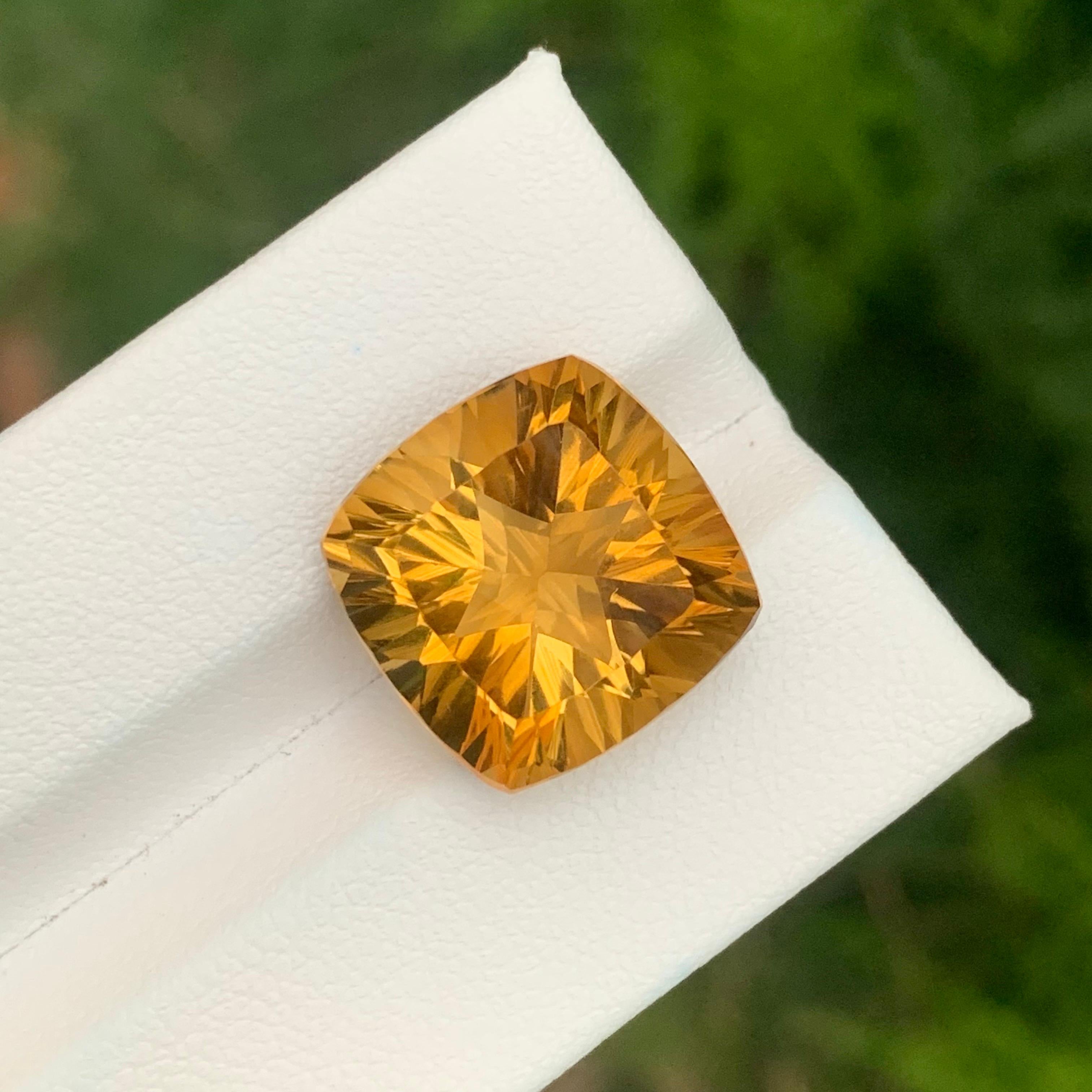 13.00 Carat Natural Loose Honey Citrine Perfect Square Shape Gemstone For Sale 4