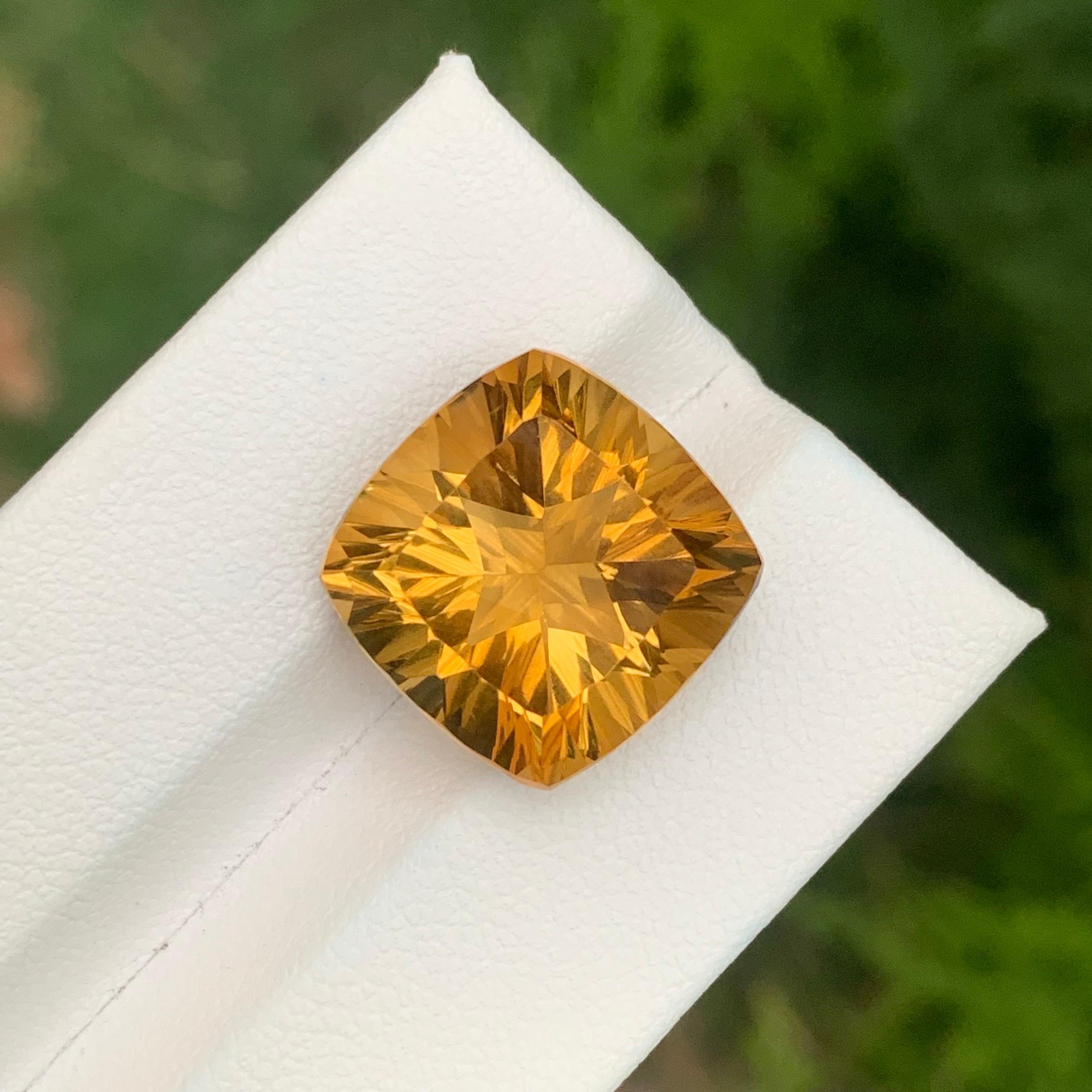 13.00 Carat Natural Loose Honey Citrine Perfect Square Shape Gemstone For Sale 5
