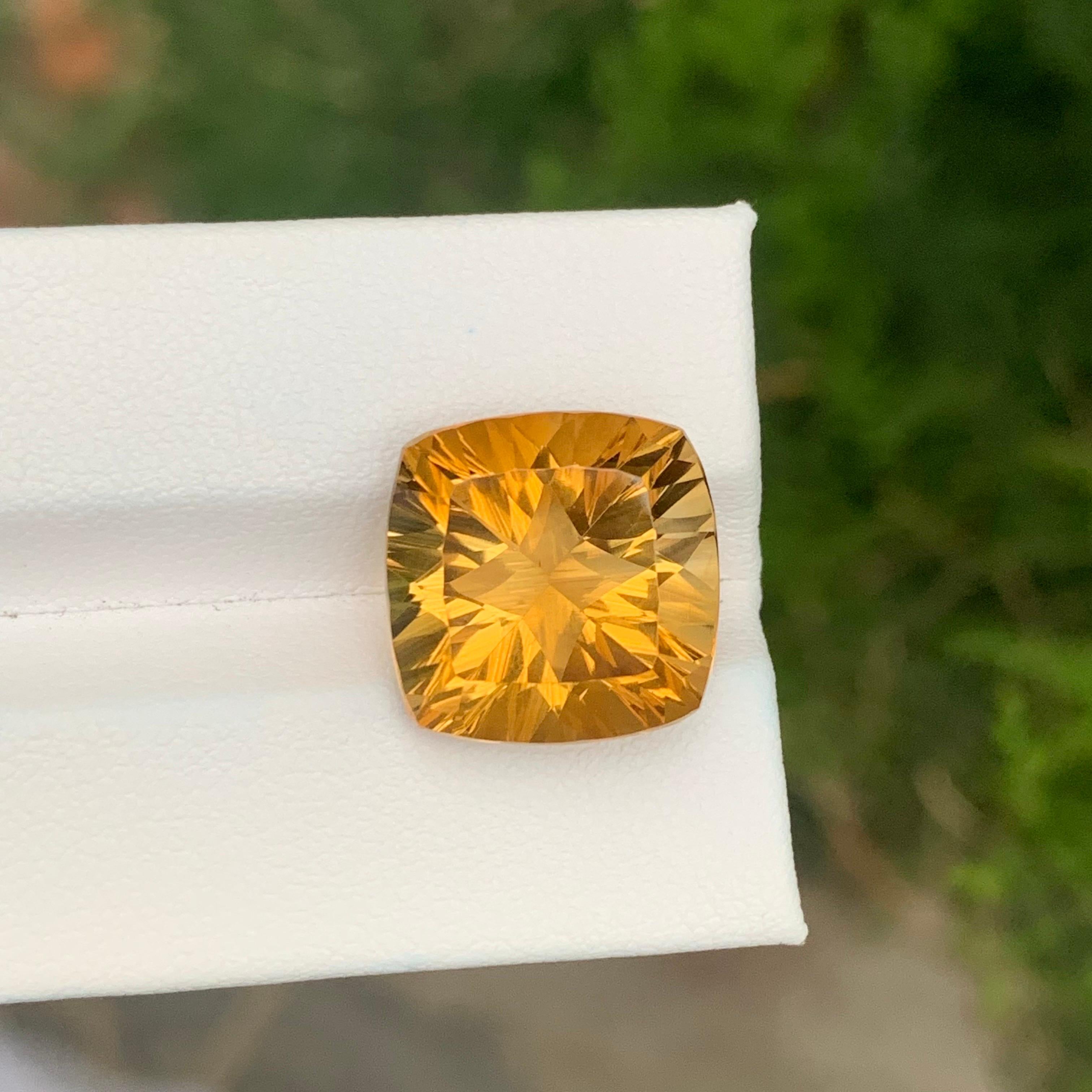 Arts and Crafts 13.00 Carat Natural Loose Honey Citrine Perfect Square Shape Gemstone For Sale