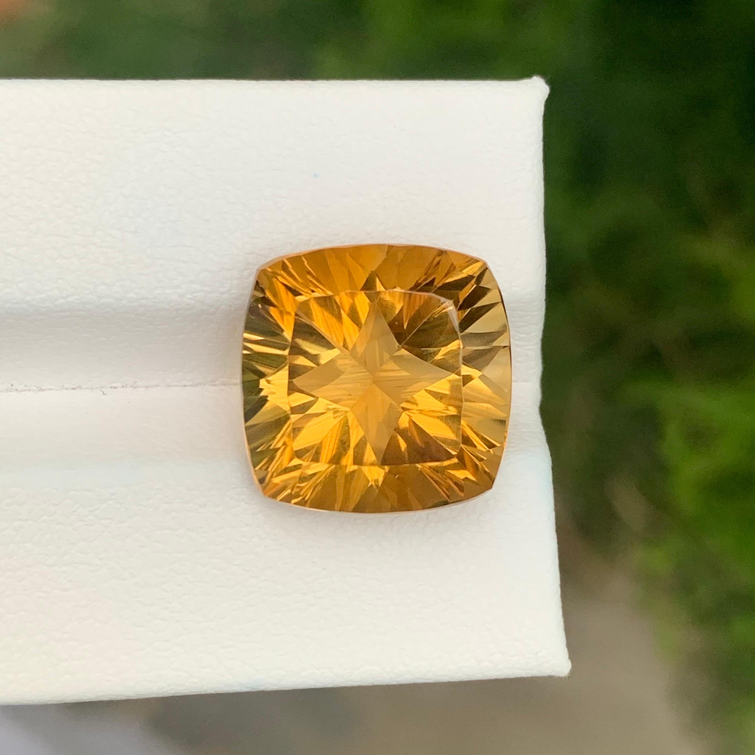 Square Cut 13.00 Carat Natural Loose Honey Citrine Perfect Square Shape Gemstone For Sale