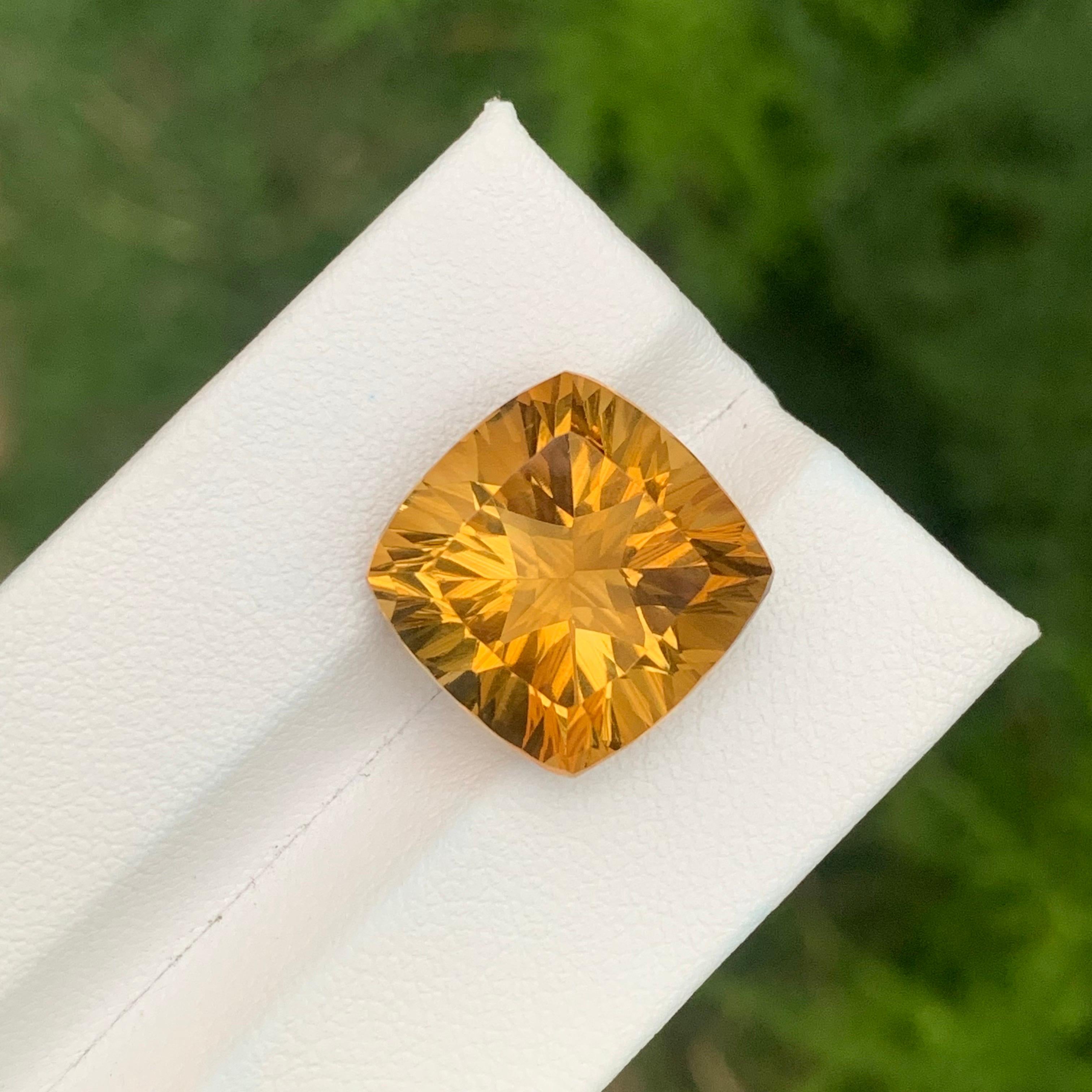 13.00 Carat Natural Loose Honey Citrine Perfect Square Shape Gemstone For Sale 2
