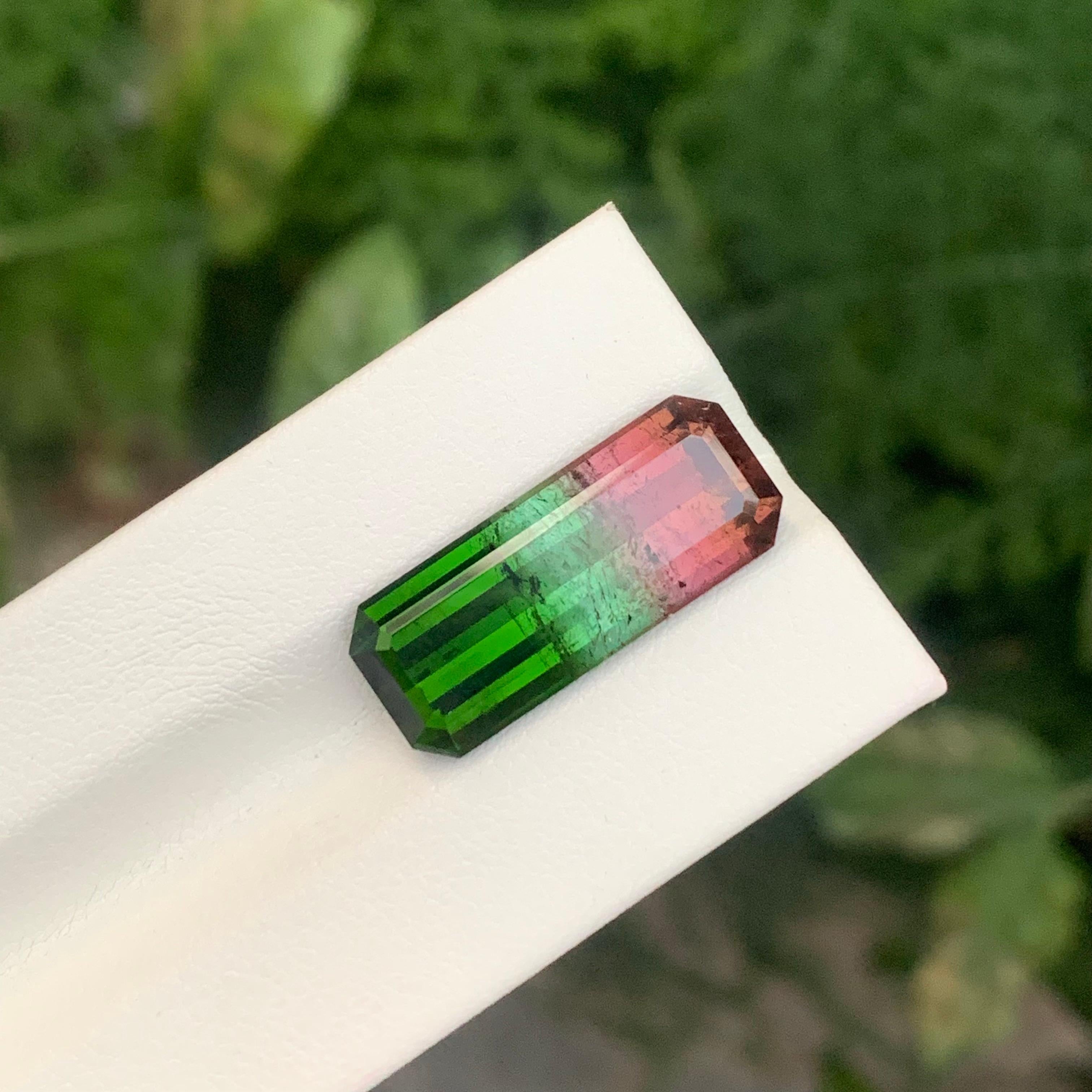 13,00 Quilates Gema Natural Suelta Turmalina Tricolor Forma Esmeralda en venta 5