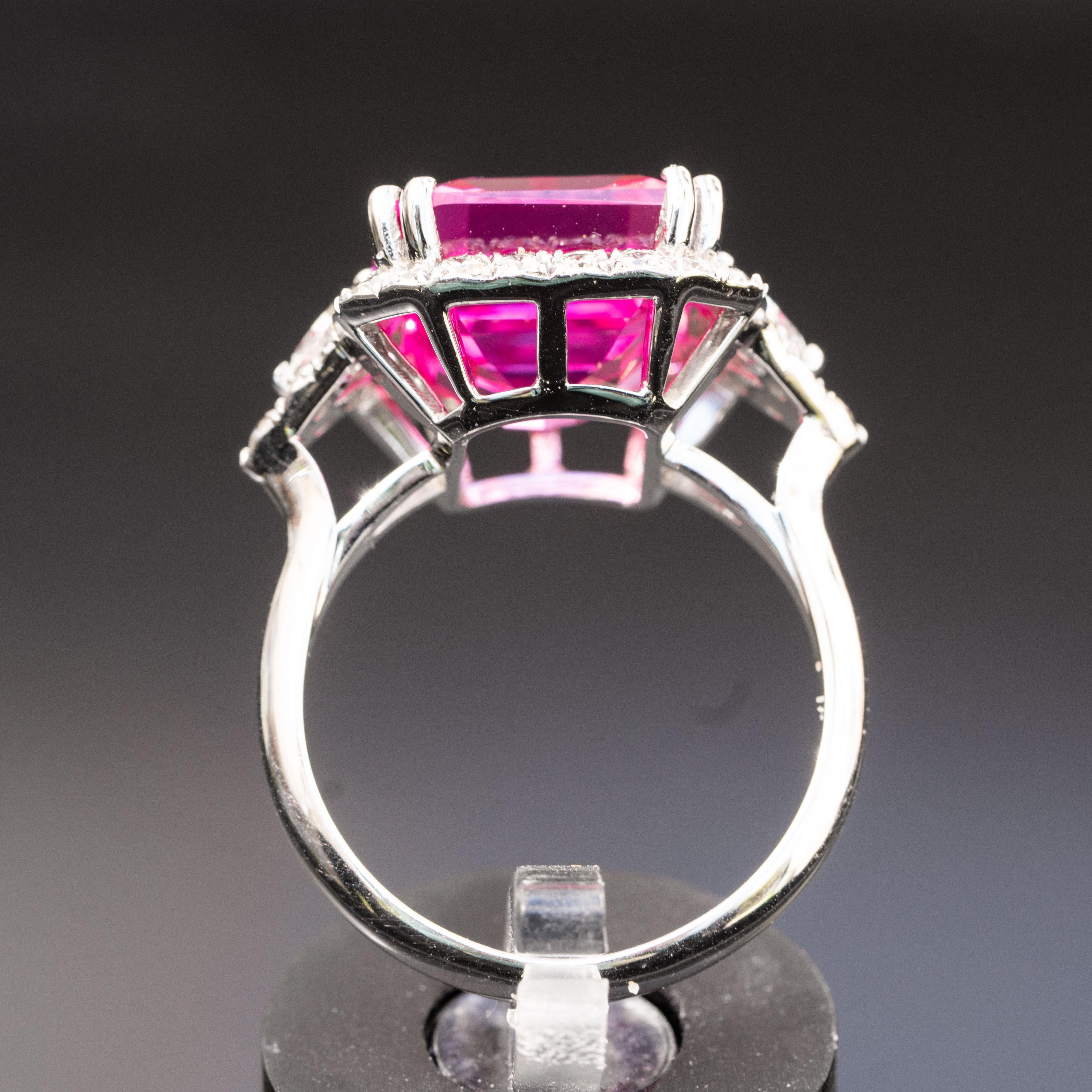 Bague en saphir rose de 13,00 carats Bague de déclaration en diamants naturels de 1,20 carats Pour femmes en vente