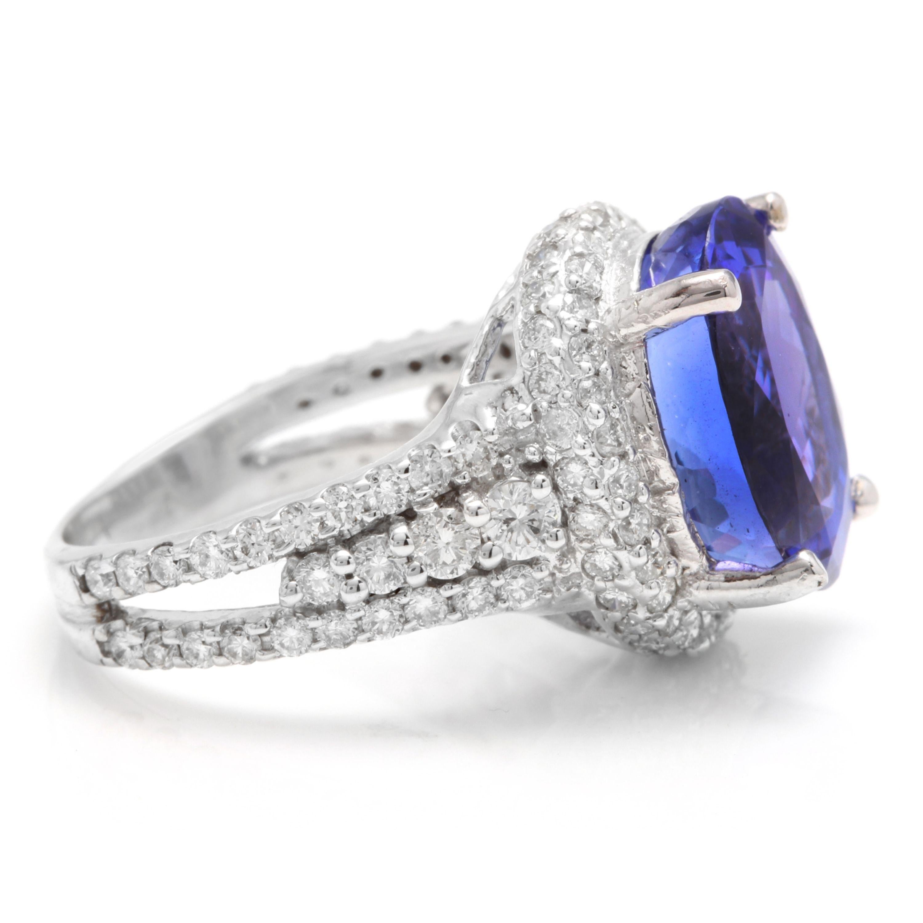 13,00 quilates natural muy bonito aspecto tanzanita y diamante 14 quilates blanco sólido Corte redondo en venta