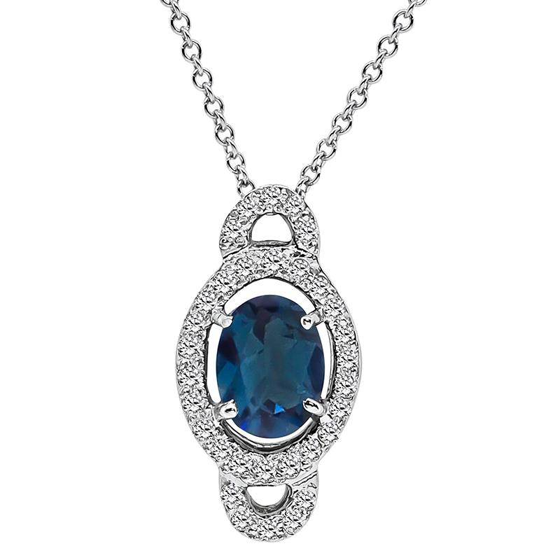 Oval Cut 13.00 Carat Diamond 22.00 Carat Blue Topaz Necklace Earrings and Pendant Set