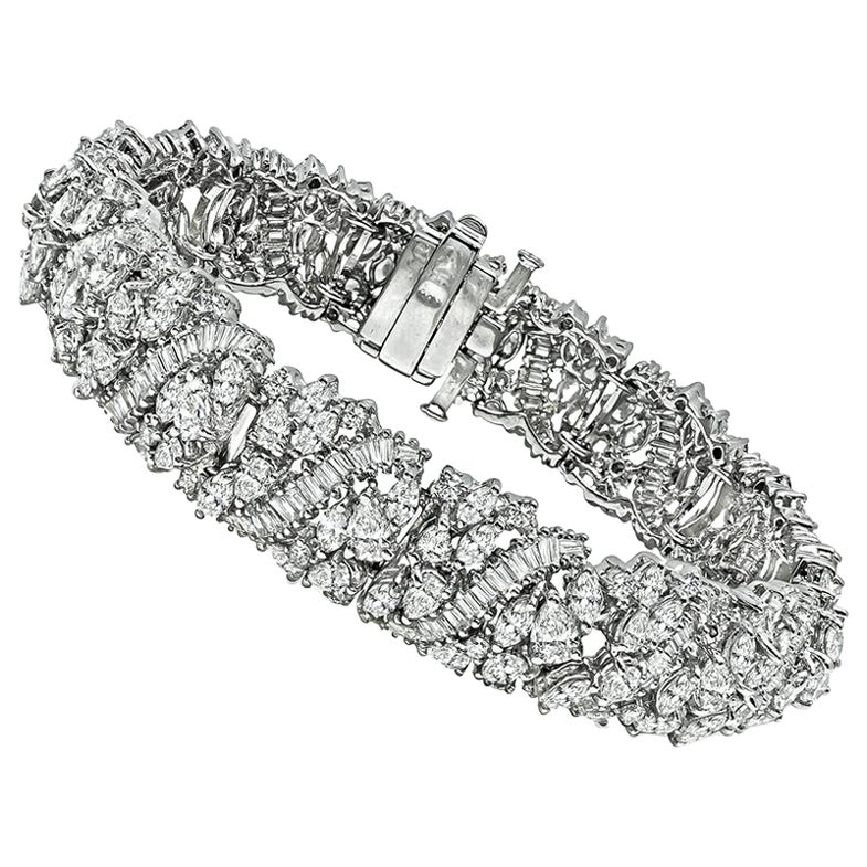 13.00ct Diamond Platinum Bracelet For Sale