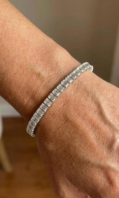 13.00ct Emerald Cut Diamond Bracelet in 14K White Gold