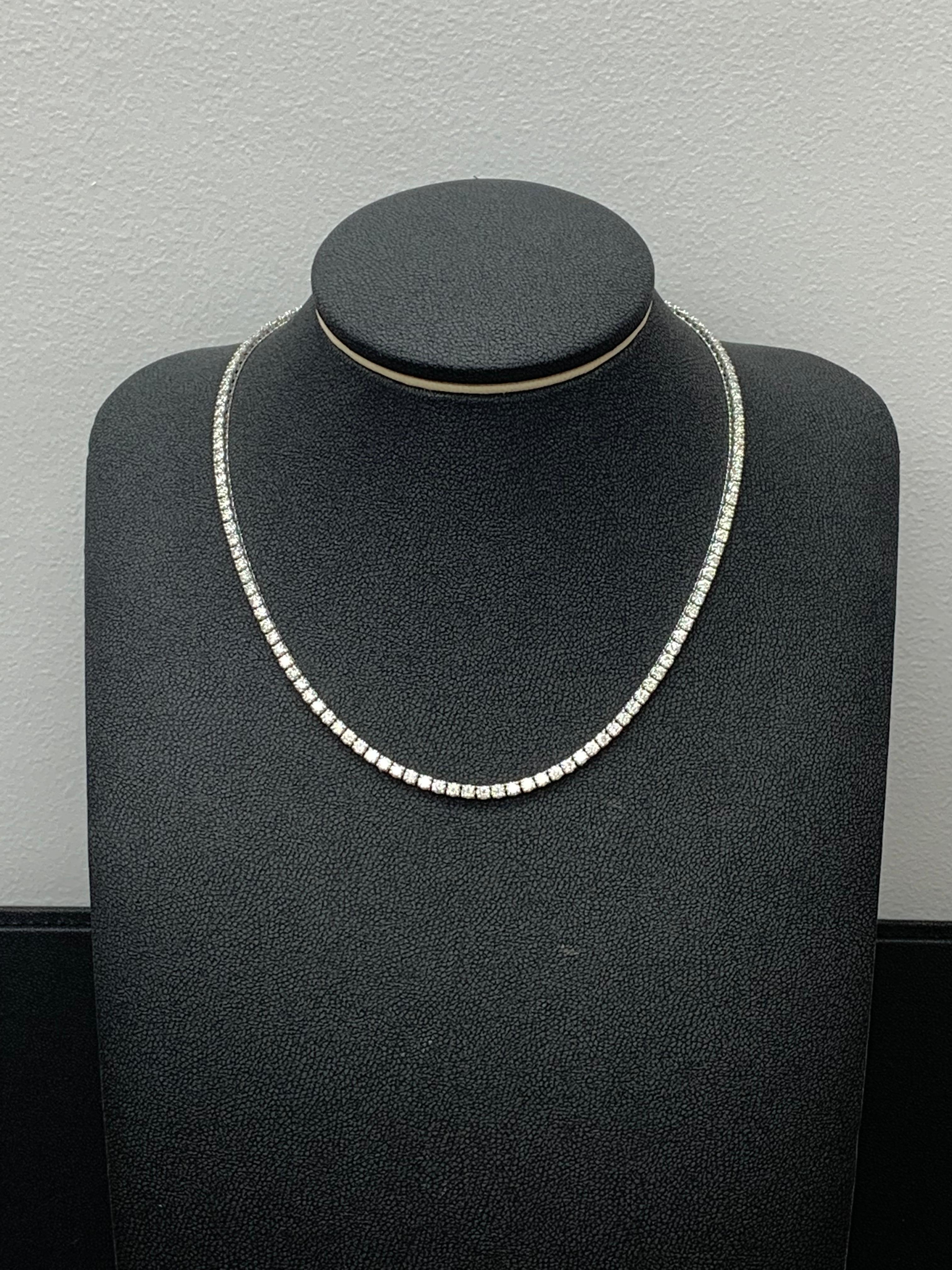 13.01 Carat Diamond Tennis Necklace in 14K White Gold For Sale 5