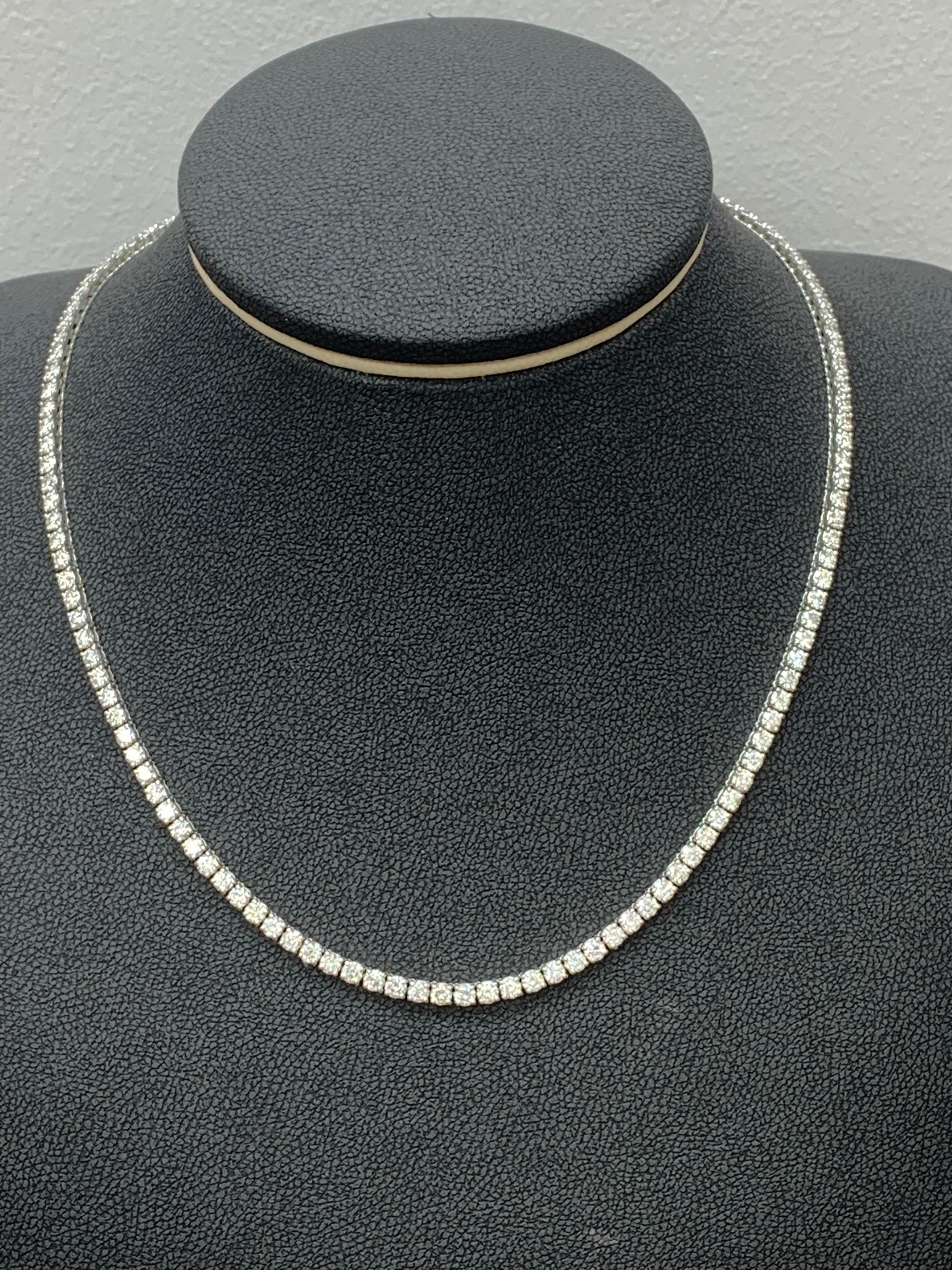 13.01 Carat Diamond Tennis Necklace in 14K White Gold For Sale 6