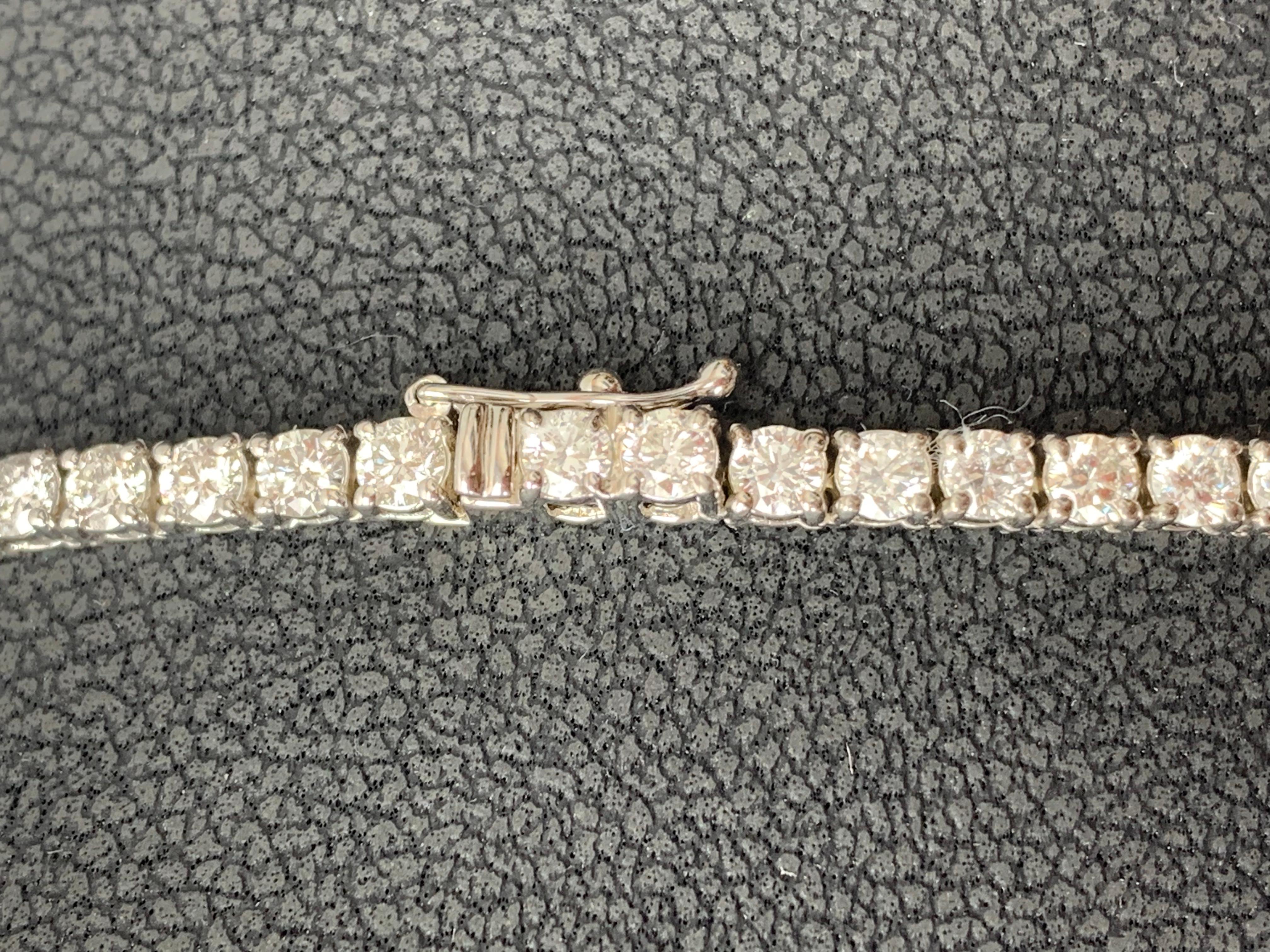Brilliant Cut 13.01 Carat Diamond Tennis Necklace in 14K White Gold For Sale