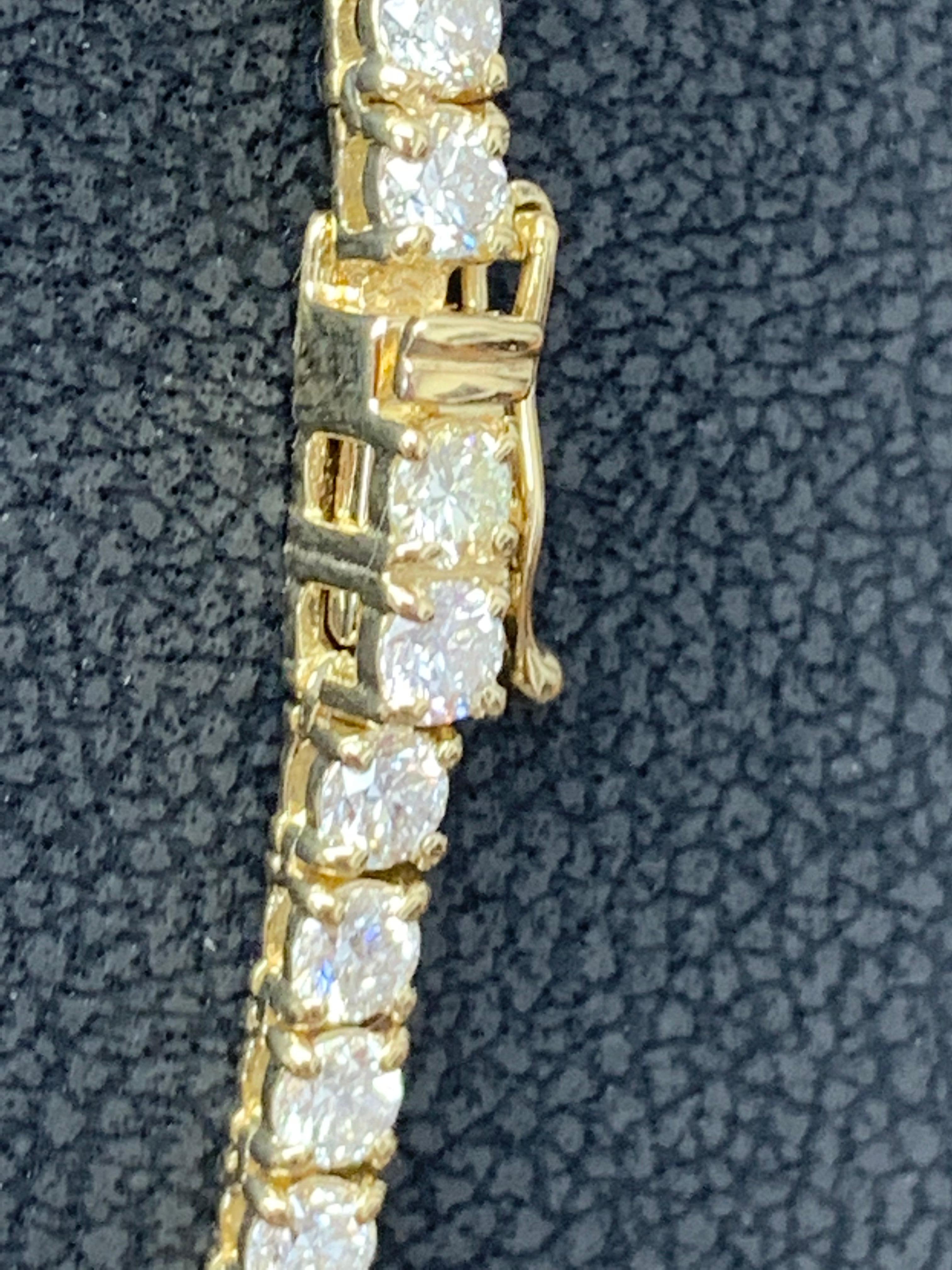 13,01 Karat Diamant-Tennis-Halskette aus 14K Gelbgold im Angebot 8
