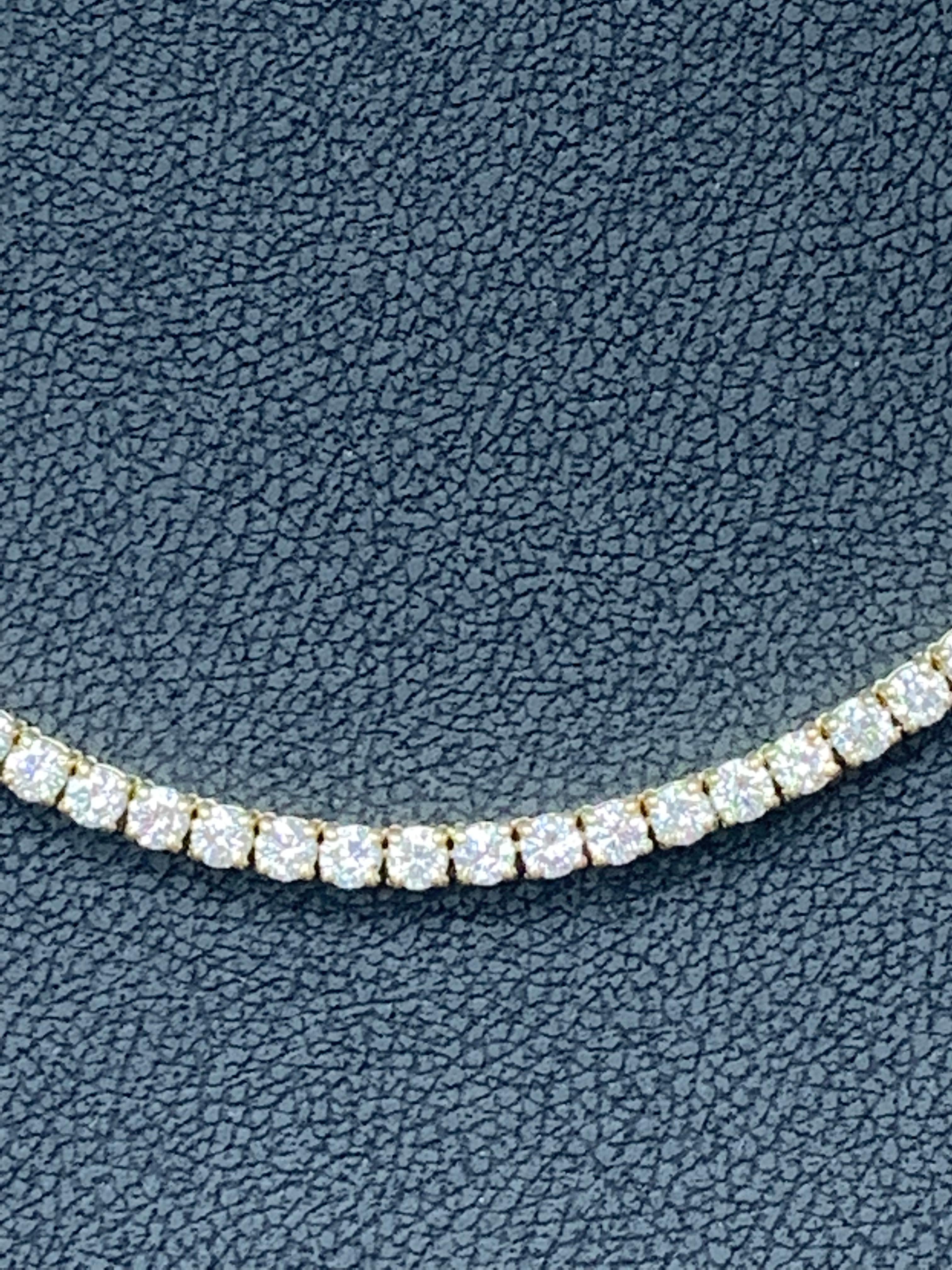 13.01 Carat Diamond Tennis Necklace in 14K Yellow Gold In New Condition For Sale In NEW YORK, NY