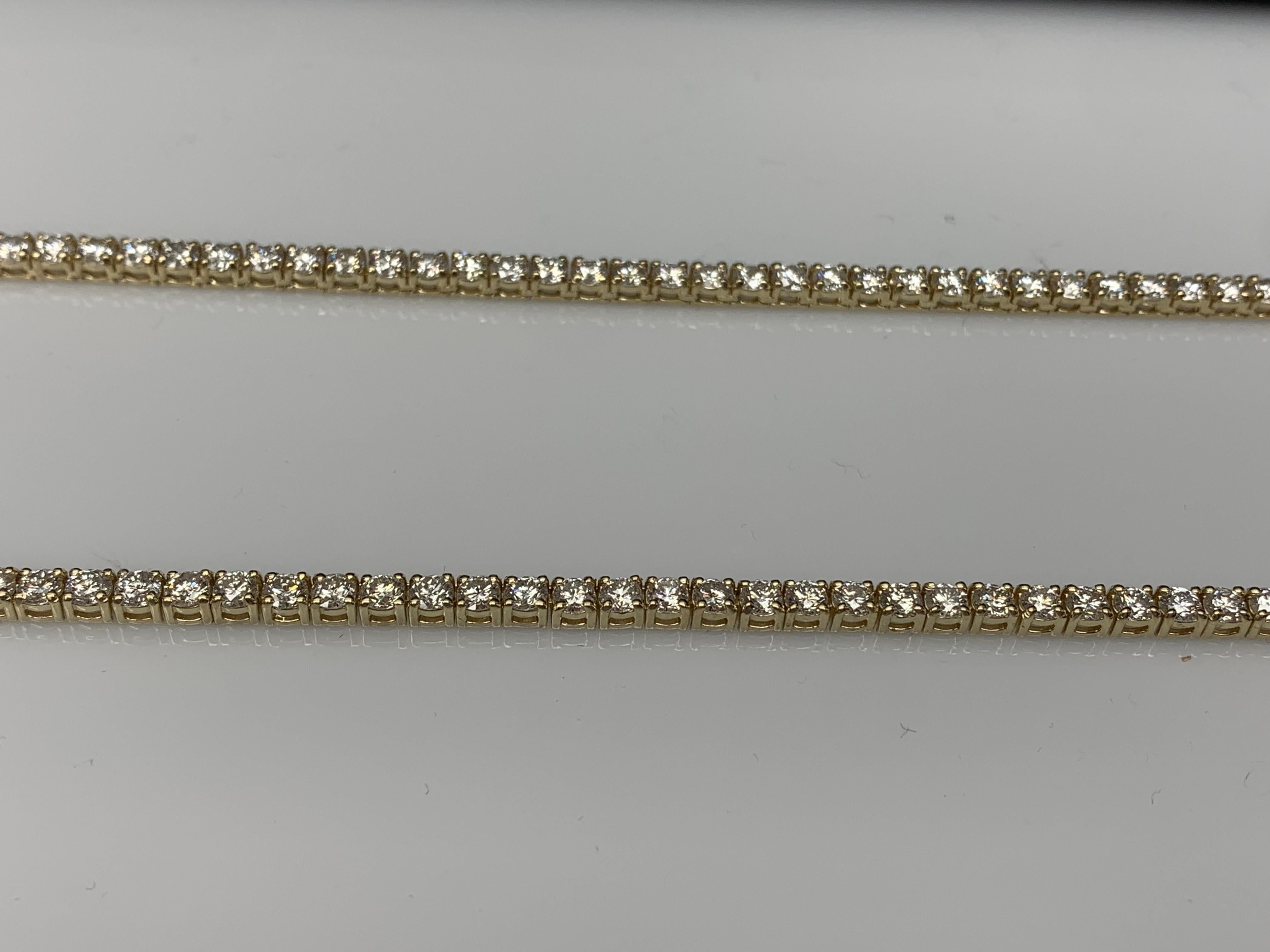 13,01 Karat Diamant-Tennis-Halskette aus 14K Gelbgold im Angebot 1