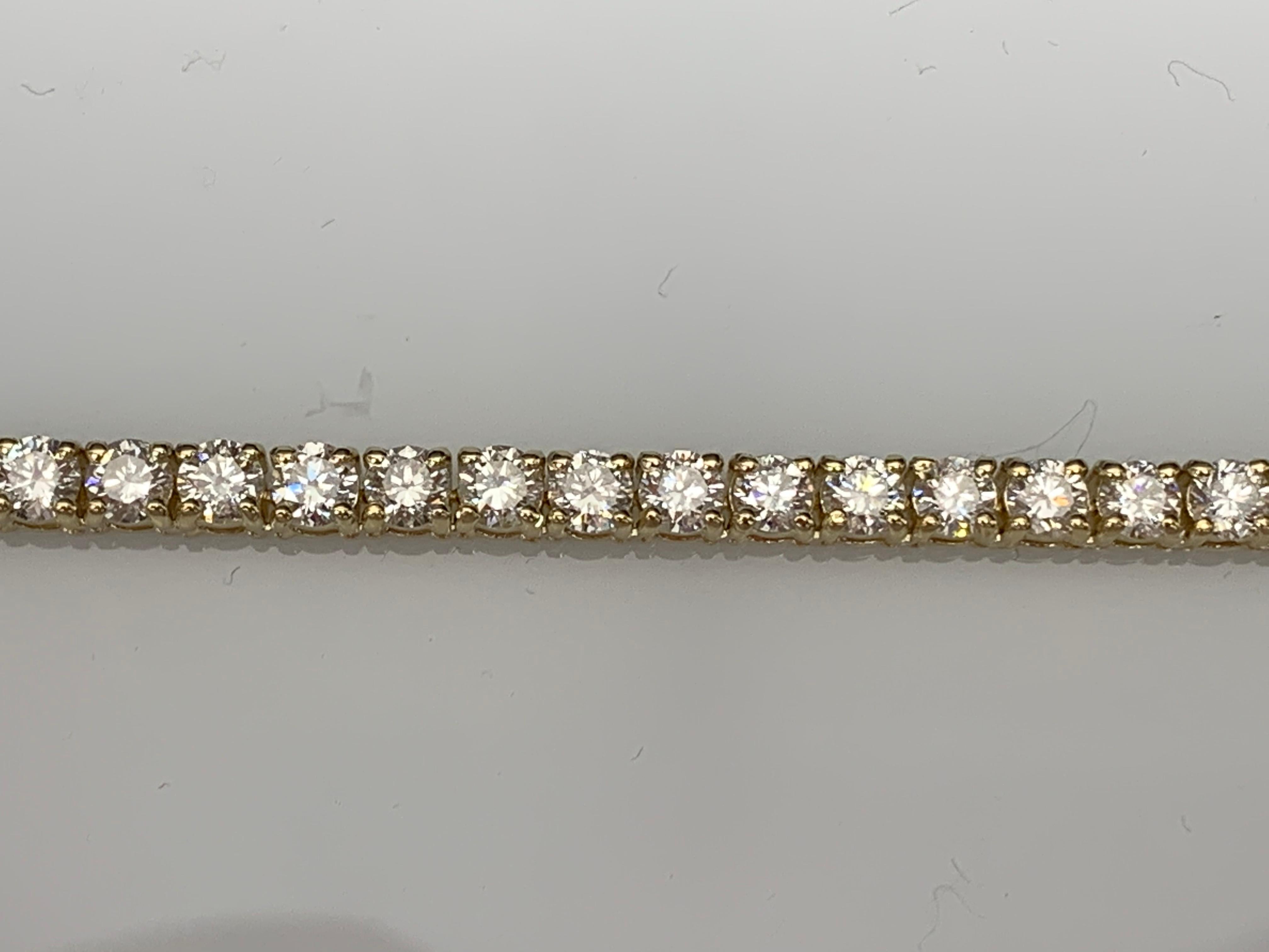 13.01 Carat Diamond Tennis Necklace in 14K Yellow Gold For Sale 3