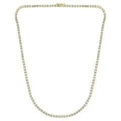 13,01 Karat Diamant-Tennis-Halskette aus 14K Gelbgold