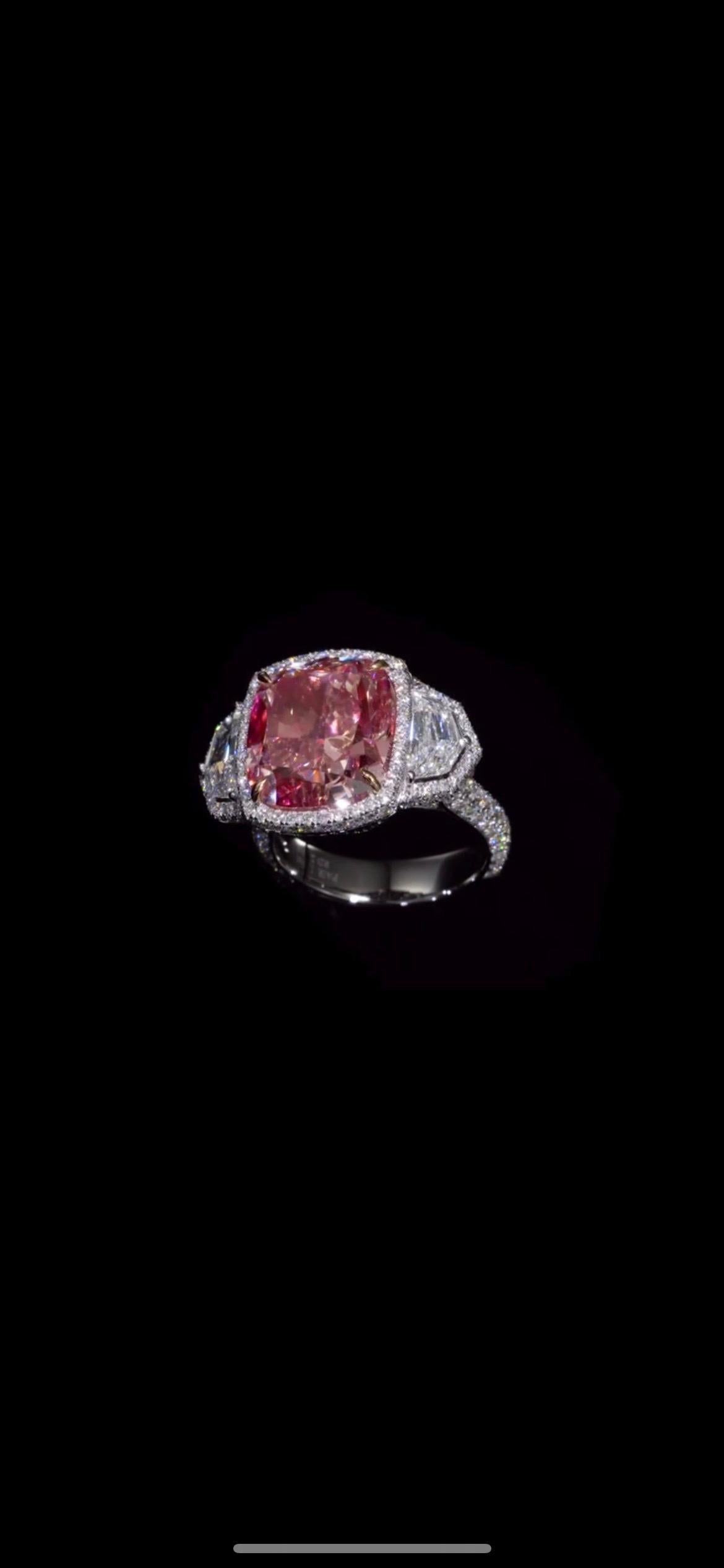 Cushion Cut 13.01 Carat Natural Pink Diamond Ring GIA Certified