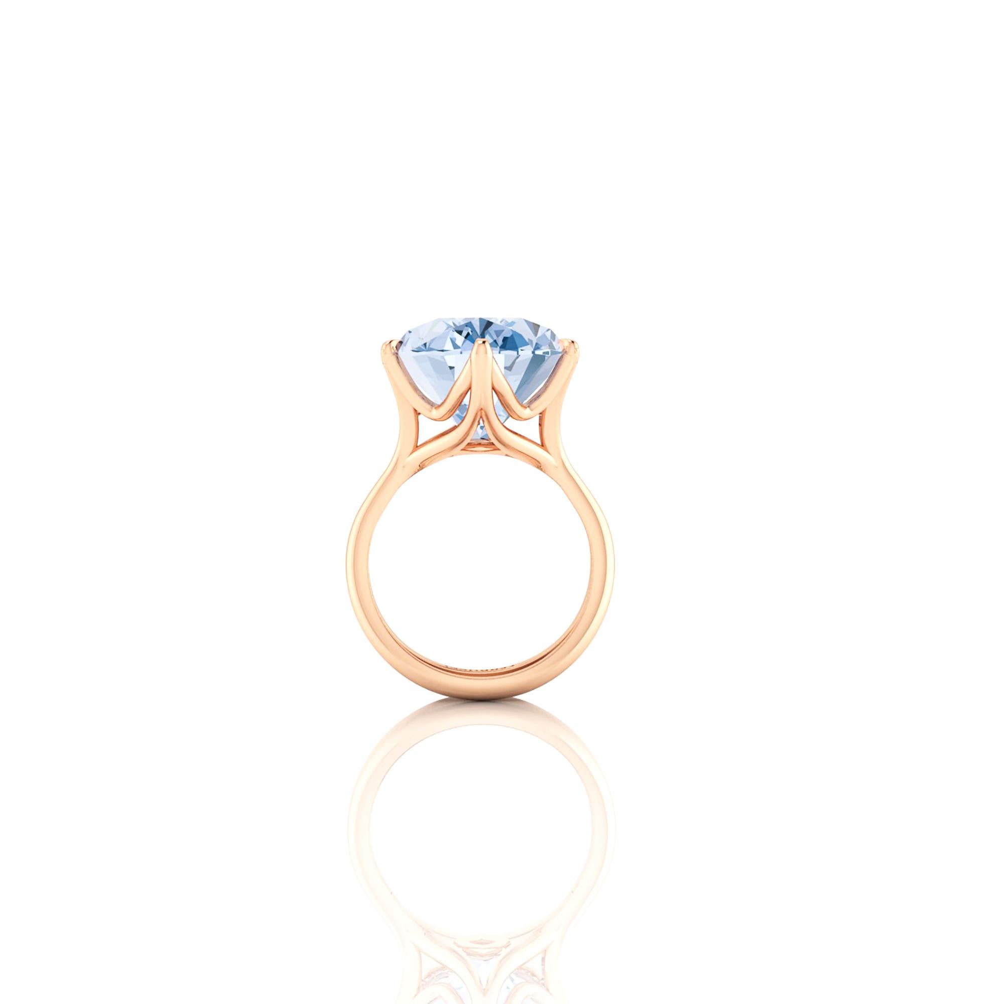 13.01 Carat Oval Aquamarine in 18 Karat Rose Gold In New Condition In New York, NY
