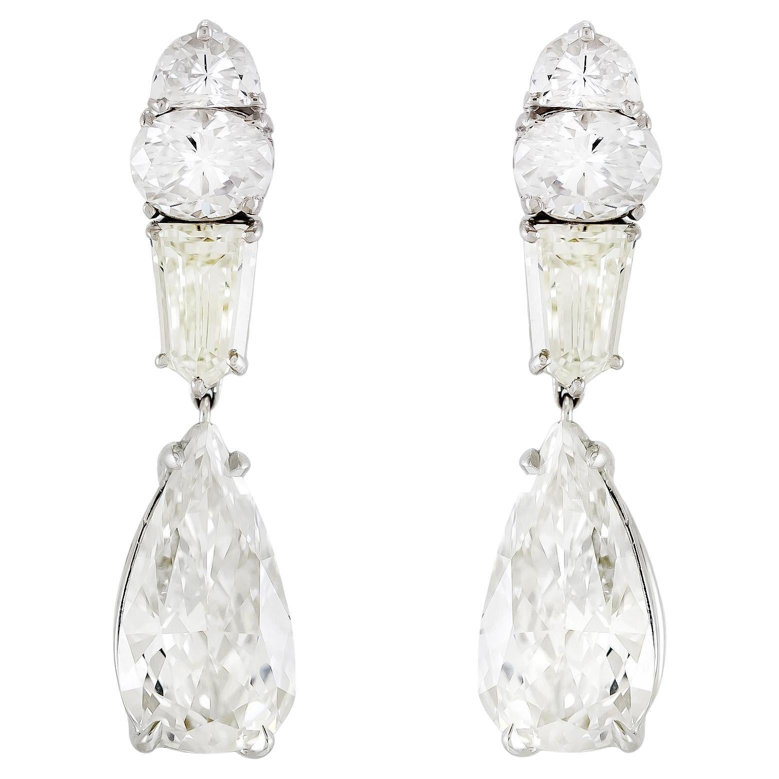 13.02 Carat Multi-Cut Diamond Drop Earrings