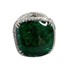 17.04 ctw Brazilian Emerald and Diamond Cocktail Ring in 18K White Gold