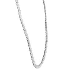 Baguette Cut Diamond Tennis Statement Necklace 18K White Gold 16.24cttw