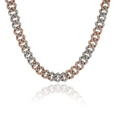 13.03 Carat Diamond Pave Cuban Chain Necklace 14 Karat in Stock