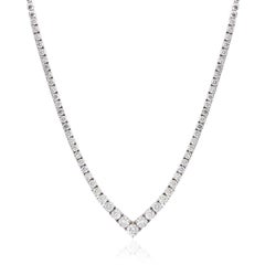 13.03 Carat Diamond Tennis Necklace in 14k White Gold