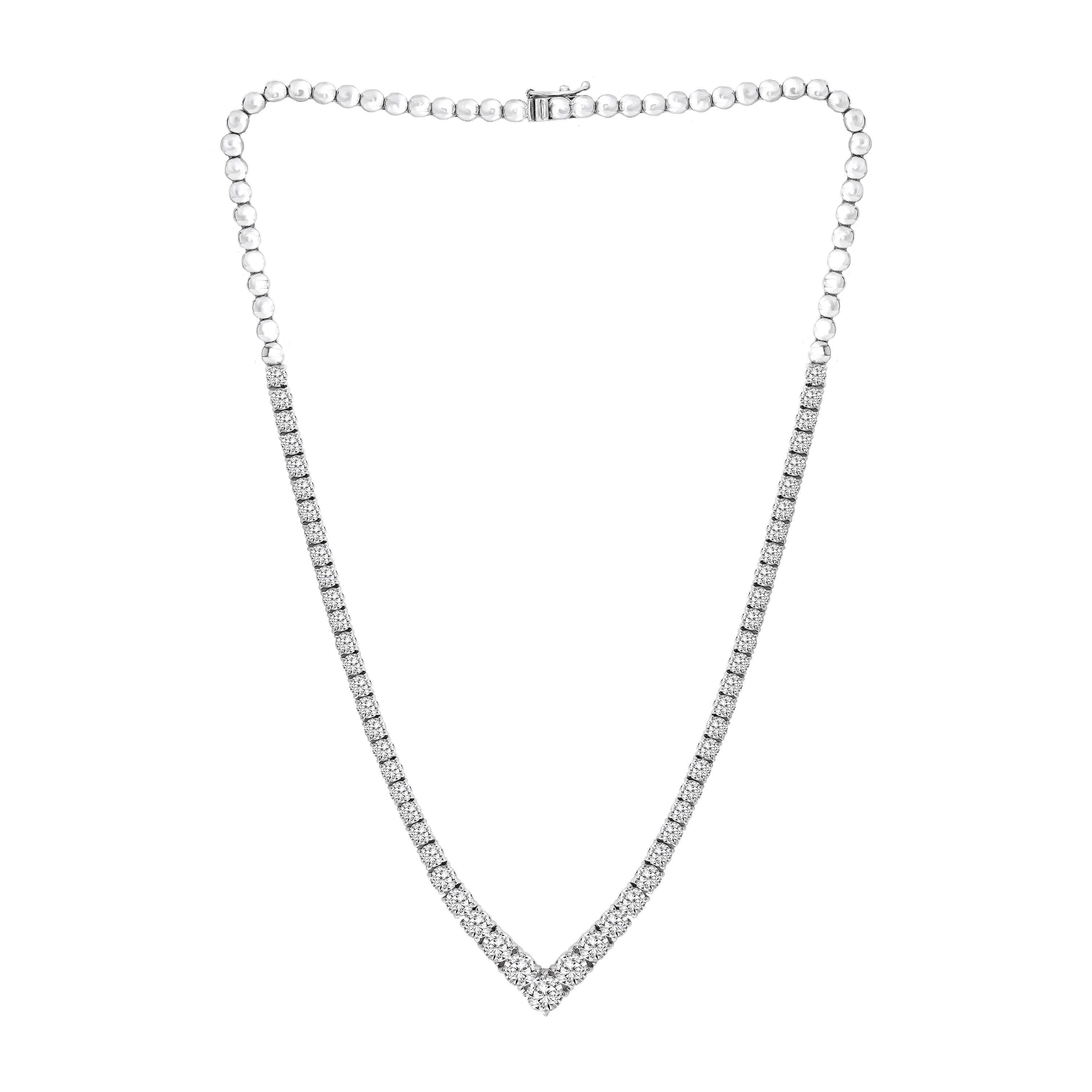 Collana Tennis con diamanti da 13,03 carati in oro bianco 14k
